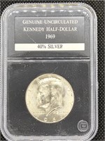 1969-D Silver Kennedy Half Dollar coin Brilliant