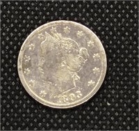 1893 Liberty V Nickel coin marked VG