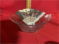 Etched Glass bowl and fan