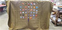 WWII Wool Blanket w/ 41 Assorted Military Patches
