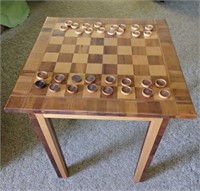 NW) Solid wood table. Hand crafted. Checker board