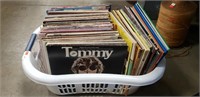 Laundry Basket w/ Assorted Albums/Records