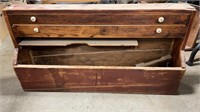 Wooden Storage Box With Two Drawers, 34.5x6.5x18