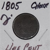 1805 half cent, choice