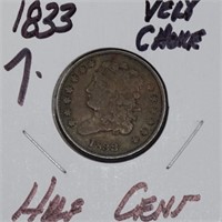 1833 half cent, very nice