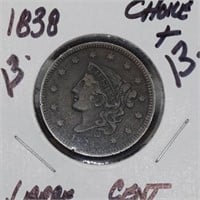 1838 Large cent, choice