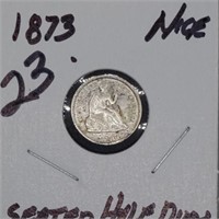1873 seated half dime, nice