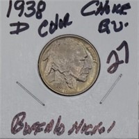 1938D Buffalo nickel, ch BU, color