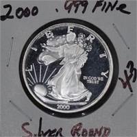 2000 Buffalo silver round .999 fine