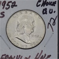 1952 S Franklin half dollar, choice BU