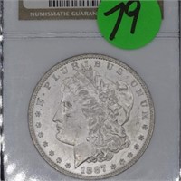 1887-O silver dollar, NGC MS63