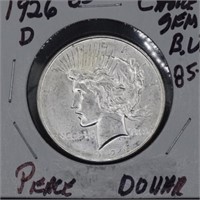 1926 D Peace dollar, ch, gem BU