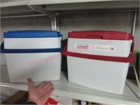 (2) Nice Coleman coolers (basement) red-blue