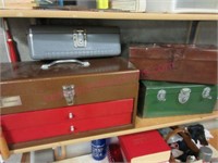 (4) Vintage metal tool boxes (basement) some misc