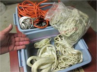 (2) Small totes with soft rope & ext. cords (basem