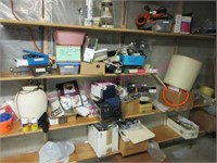 Basement shelves of electrical & misc items