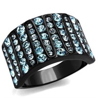 Graduated Sea Blue Aquamarine Topaz Fashion Ring