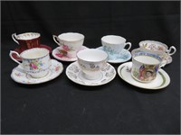 An Ensemble of 7 Cups and Saucers