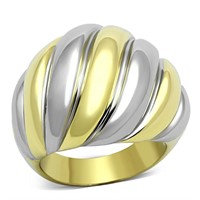 Trendy Two-tone 14k Ip Gold Fashion Ring