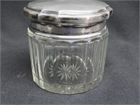 A Sterling Silver and Crystal Dressing Table Jar