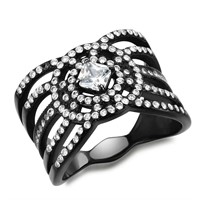 Jazzy White Sapphire Black Ip Ring