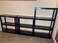 Set of 3 Black Plastic Shelves