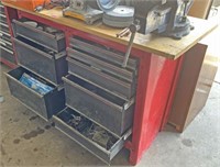 Workbench with Drawers and Contents.