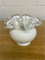 Fenton 4" Double Crimped Vase silver crest