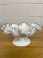 Fenton Silver Crest Milk Glass Footed Bowl