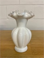 Fenton Milk glass Silvercrest melon vase