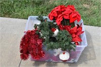 Large Lot of Christmas Garland and Flowers