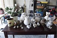 Large Lot of Owls, Birds, Squirrel, and Fox