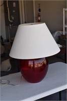 Red Glass Table Lamp with Shade