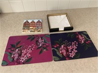 Lot of 4 Placemats, Napkin Holder, and Trivet