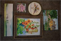 Lot of 5 Spring and Summer Paintings and Prints