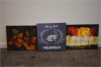 Lot of 3 Fall Paintings and Rabbit Canvas Print