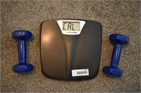 Digital Bathroom Scale and 5 lb Hand Weights