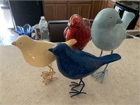 Lot of 4 Standing Ceramic and Glass Birds