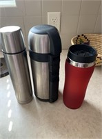 Lot of 3 Thermoses and Insulated Coffee Cup