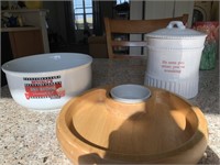 Lot of 3 Popcorn Bowl, Cookie Jar, and Dip Tray