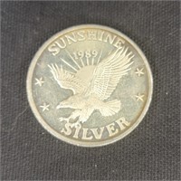 1989 Sunshine Silver 1/2 Troy Oz .999 Silver Round