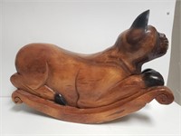 Heavy Wooden Hand Carved Cat Teeter Totter Rocking
