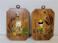 Vtg Elf Pixie Paintings On Wood