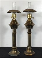 PAIR MINIATURE BRASS OIL LAMPS