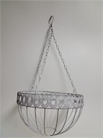 White 14" Metal Hanging Plant Basket