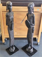 Carved Ironwood African Male And Female Fiurals