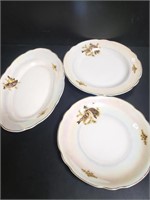 VTG Opalescent Platters Plates w/ Birds (3)