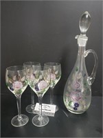 Floral Wine Glasses and Decanter