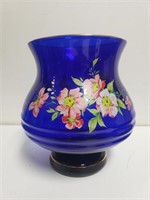 Cobalt Blue Floral Hand Painted Norleans Vase 7.5"