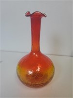 9" Amberina Crackle Glass Vase